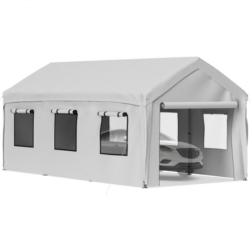 VEVOR Abri Voiture 3x6 m Auvent Tonnelle Garage 8 Poteaux Acier Galvanisé Tente Carport Pergola Paro