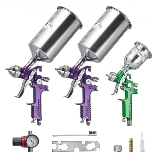 

VEVOR Kit Pistolet Pulvérisateur à Peinture Pneumatique par Gravité, Lot de 3, avec 3 Buses 1,0 mm 1,4 mm 1,8 mm, Pistolet Professionnel à Peinture Automobile à Air Comprimé, pour Meubles, Voitures