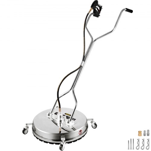 VEVOR Nettoyeur de Surface à Haute Pression 61 cm Laveuse à Pression Inoxydable 60 °C Max. 2 Buses Double Poignée roulettes Convient aux Connecteurs Rapides 0,95 cm pour Nettoyage Allées Trottoir