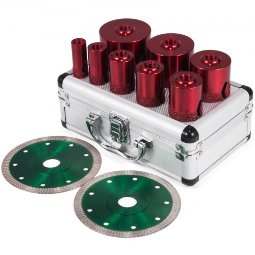 VEVOR Scie Emporte-pièce Diamantée 10 Pcs M14 20/25/32/35/40/50/60/68 mm Jeu de Forêts Diamantées 0,