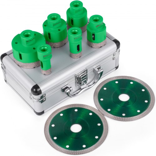 VEVOR Scie Cloche Diamantée, Qualité Première Foret Diamant Cylindrique 6 pièces, avec 2 lames, Boît