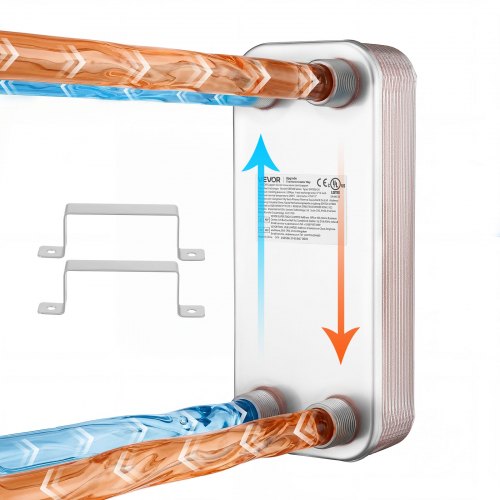 

VEVOR Échangeur de Chaleur à Plaques Brasées 126x301 mm, Échangeur Eau-Eau à 20 Plaques pour Chaudière et Chauffage au Sol, en Acier Inoxydable avec Support de Montage, Capacité Thermique 49,8-96,7 kW