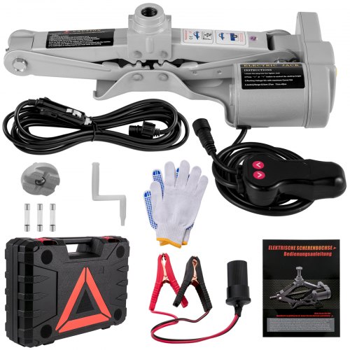 VEVOR Cric Électrique à Ciseaux, DC 12 V 3 tonnes Cric Ciseau Électrique, 12-37/17-42 cm Cric de Levage à Ciseaux Automatique, Tout en Un avec Boîte à Outils Cric de Plancher de Voiture SUV Berline