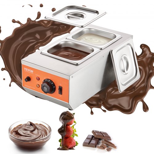 VEVOR Tempéreuse à Chocolat Commerciale 800 W Bain-Marie Électrique pour Chocolat 2 Cuves de 1,5 L F