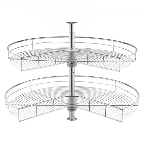 

VEVOR Plateau Tournant pour Meuble d'Angle 80 cm 2 Niveaux, Tourniquet de Cuisine Rotatif à 360°, Étagère Pivotante pour Placard d’Angle Réglable en Hauteur, en Acier au Carbone, Rangement Cuisine