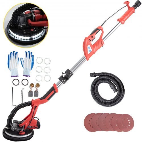 VEVOR Ponceuse orbitale Filaire 850W, Ponceuse Excentrique Filaire avec bande à LED, convient au polissage des cloisons sèches pour les débutants/les ménages/les travaux de ponçage professionnels