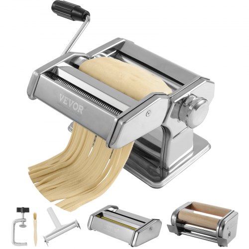 VEVOR Machine à Pâtes Manuelle Acier Inox Machine à Pâtes Fraîches Italiennes 9 Épaisseurs 0,3-3 mm 