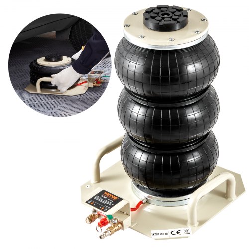 VEVOR Cric Pneumatique 3 T 140-450 mm Cric de Levage Pneumatique 0,8-1,0 MPa Cric Gonflable 3 Coussi