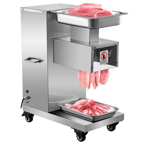 VEVOR Hachoir électrique 750 W, Trancheur à viande vertical en Acier inoxydable, pour trancher divers aliments/tels que viande/charcuterie/rôti de boeuf dans la cuisine/le restaurant/le supermarché