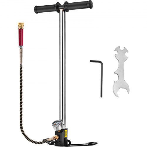 Pompe à Pied 3 Étages 4500PSI Air Gun avec Manomètre en Acier Inoxydable