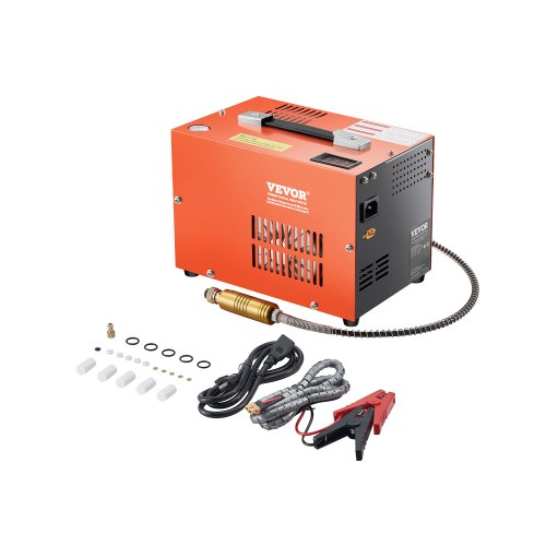 

VEVOR Compresseur d'air portable PCP, 250 W 30 MPa, avec convertisseur intégré et système de refroidissement par ventilateur, arrêt manuel, pompe réservoir de paintball sans huile pour pistolet à air