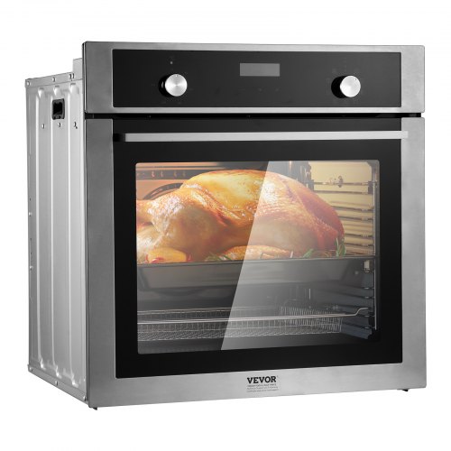 

VEVOR Four Encastrable de 76 L, Four Mural Simple de 59,5 cm, Électrique 3550 W, avec 9 Fonctions de Cuisson, Chauffage Rapide à 200 °C en 5 Minutes, avec Grille et Plateau de Cuisson, Cuisine