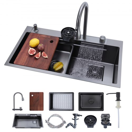 

VEVOR Évier Cuisine 1 Bac, Évier à Encastrer 85 cm en Acier Inoxydable, pour Vaisselle Camping-car Buanderie Bar Maison, Bac à Laver de Cuisine avec Rebord et Accessoires, Montage Encastrable