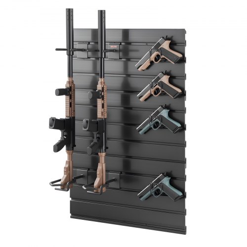 

VEVOR Support Mural pour Armes à Feu, Porte Fusils Capacité 2 Fusils et 4 Pistolets, pour Rangement Exposition Carabines et Matériels Maison Bureau Magasin, Râtelier d'Armes Mural avec Panneau en PVC