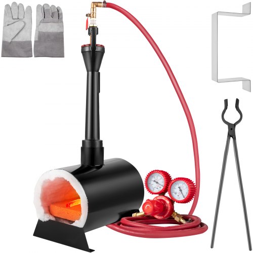 VEVOR Forge à Gaz Propane à Brûleur Unique Four de Fusion Rond, Forge à Couteaux Ouverte Portable 1