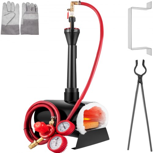 VEVOR Forge à Gaz Propane à Brûleur Unique Four de Fusion Ovale, Forge à Couteaux Ouverte Portable,