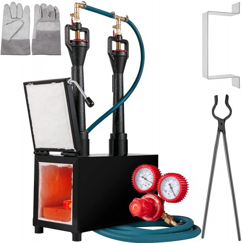 VEVOR Forge à Gaz Propane Four de Fusion Carré Forge avec 2 Brûleurs 1 Porte