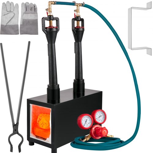 VEVOR Forge à Gaz Propane Four de Fusion Carré Ouvert Forge avec Deux Brûleurs