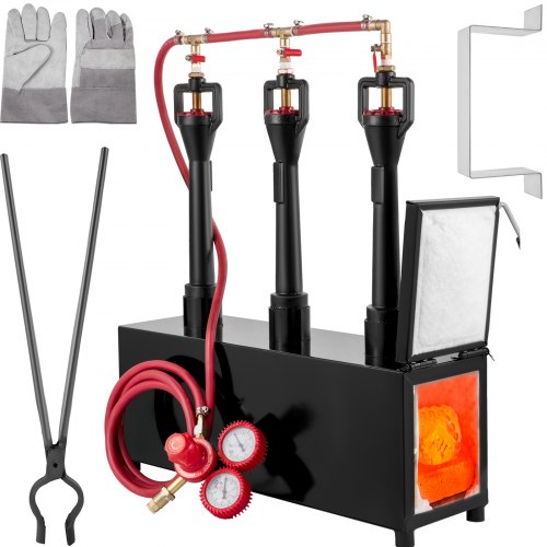VEVOR Forge à Gaz Propane Four de Fusion Carré Forge avec 3 Brûleurs 1 Porte