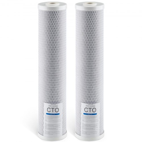 

VEVOR Cartouche de Rechange pour Filtre à Eau Toute la Maison 2PCs 115x507 mm, Filtre de Remplacement pour Système de Filtration d'Eau Domestique en 3 Étages, Charbon Actif CTO, Réduit le Chlore