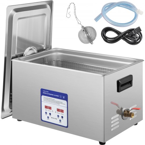 VEVOR Nettoyeur à Ultrasons Numérique 30 L 40 kHz Nettoyeur Ultrasonique Professionnel Chauffage 500 W Appareil de Nettoyage Ultrasonique Bac Inox Temps Température Réglable Bijoux Lunettes Prothèses