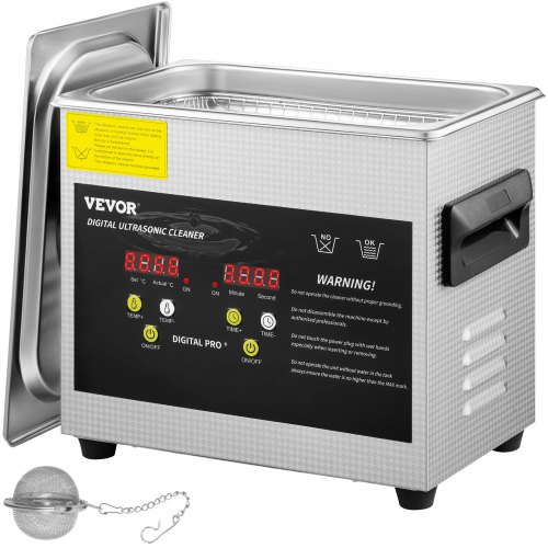 

VEVOR Nettoyeur à Ultrasons Numérique 3 L, Chauffage 200 W, Ultrasons 120 W, Bac Ultrasons avec Chauffage et Minuterie, Appareil de Nettoyage Ultrasonique en Inox, pour Bijoux Lunettes Montres