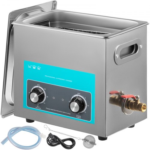 VEVOR Nettoyeur à Ultrasons avec Minuterie de Chauffage, Professionnel Nettoyeur à Ultrasons 220V, Nettoyeur Ultrasons en Acier Inoxydable 40 kHz pour Nettoyage des Bagues de Lunettes Instrument