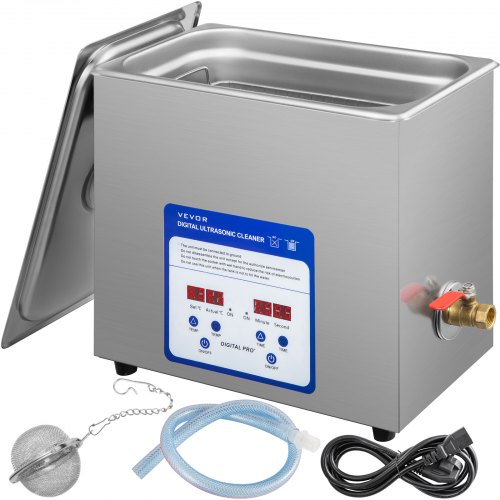 Vevor Nettoyeur à Ultrasons Numérique Nettoyeur Ultrasonique Bac Inox 6 L 40 Khz