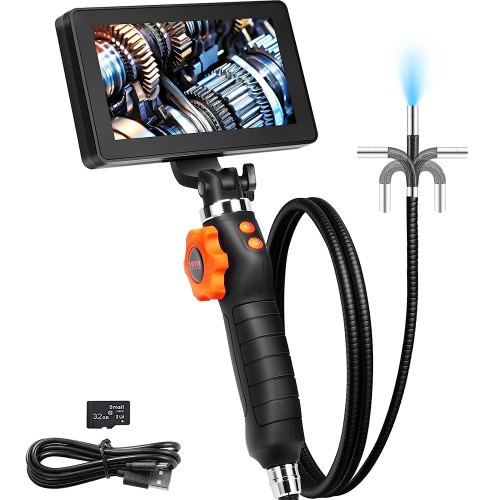 VEVOR Endoscope Articulé Bidirectionnel 180° Caméra Endoscopique Objectif 6,4 mm Écran IPS 5 po LED