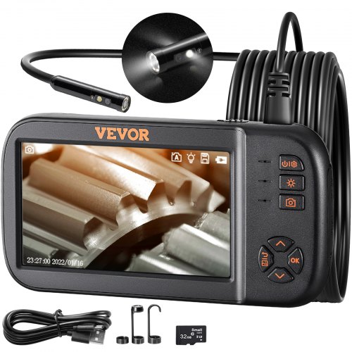 

VEVOR Caméra Endoscope à Triple Objectif Inspection Endoscopique à écran IPS 11,4 cm Objectif 1080p Cable Serpent Semi-Rigide 5 m 8 Lumières Batterie 2860 mAh étanche IP67 pour Auto Vidange Canalisation