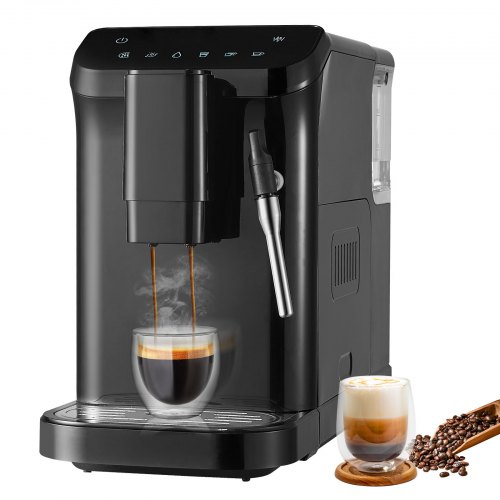 

VEVOR Machine à Expresso Automatique, Cafetière Expresso 20 bars avec Mousseur à Lait Buse Vapeur, Broyeur Intégré et 15 Réglages de Mouture, avec Réservoir d'Eau de 1,5 L pour Cappuccino, Latte
