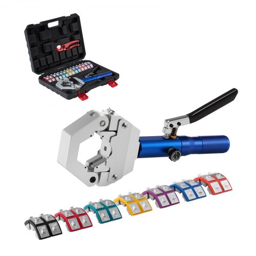 

VEVOR Pince à Sertir Hydraulique Tuyau Climatisation Kit Sertissage Hydraulique de Flexibles, Outil Sertissage Manuel Intégré pour Réparation Automobile Clim, avec 7 Matrices, Mallette de Transport