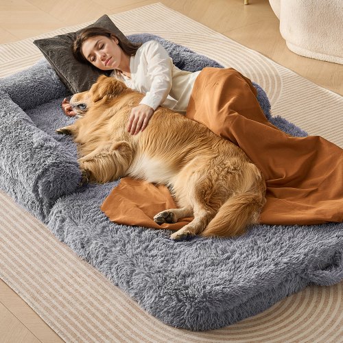 

VEVOR Grand lit pour chien de taille humaine velours PV lavable 182x122x25,4 cm