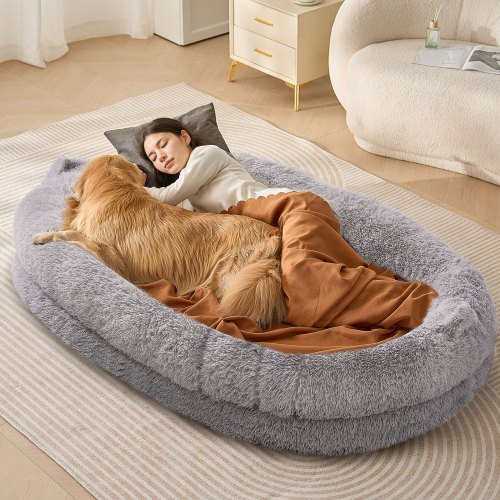 

VEVOR Grand lit pour chien de taille humaine lavable en velours PV 182x122x25 cm