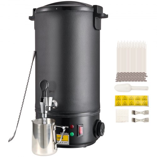 

VEVOR Fondoir à Cire Électrique 10 L Grande Capacité Pot de Fusion Cire Bougie 1100 W Bec Verseur Machine à Fondre la Cire Réglage 30-110 ℃ 100 Mèches et Autocollants pour Fabrication de Bougie Savon