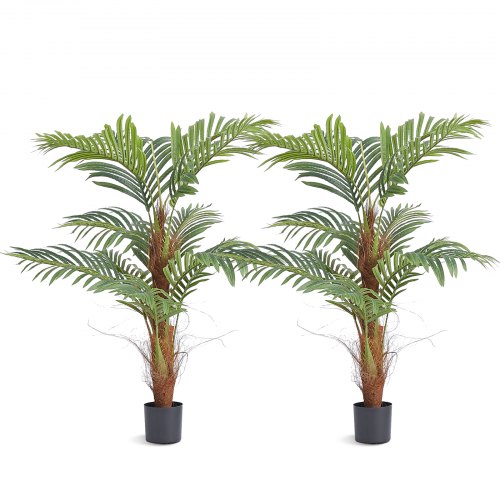 

VEVOR Arbre Artificiel 1219 mm Plante Artificielle PE Palmier à Noix de Bétel 2 Faux Arbres Vert avec Pot 127x113 mm Fausse Plante Décoration pour Maison Bureau Centres Commerciaux Intérieur Extérieur