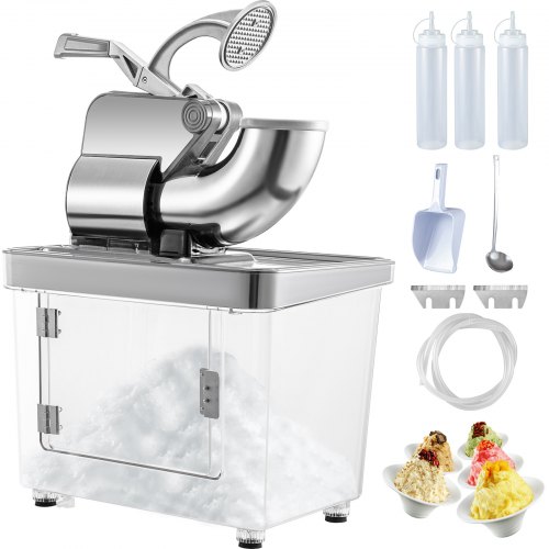 

VEVOR Broyeur à Glace Électrique Grande Capacité de 180 kg/h, Machine à Glace Pilée 1450 tr/min, en Acier Inoxydable, avec Boîte de Stockage Isotherme, pour Bars Restaurants Supermarchés Argent