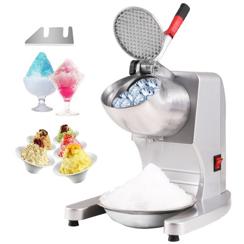 

VEVOR Broyeur à Glace Électrique 100 kg/h Machine à Glace Pilée 300 W avec Tête à 4 Lames en Acier Inoxydable Machine à Granita Cocktails Sorbets Boissons Fraîches Bars Restaurants Supermarchés Argent