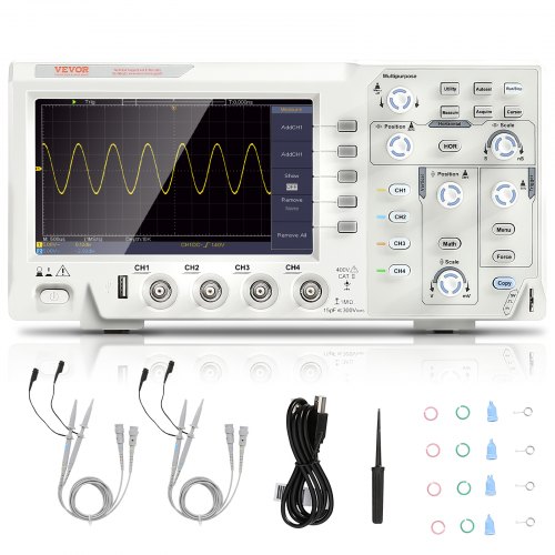 VEVOR Oscilloscope Numérique Taux d'Échantillonnage 1 GS/s Kit d'Oscilloscope Professionnel Bande Pa