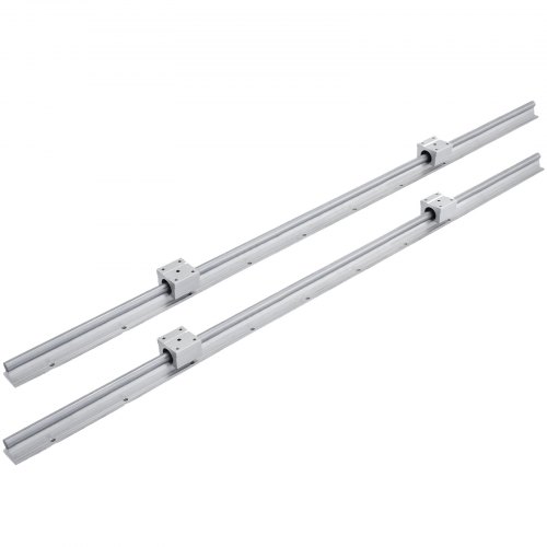 VEVOR Miniature Rail Linéaire Guide SBR12 1000mm, Rail linéaire + 4 x blocs SBR12UU, Rails Linéaires CNC, pour le routeur CNC/Rectifieuse CNC/l'impression de machines industrielles/la table X-Y