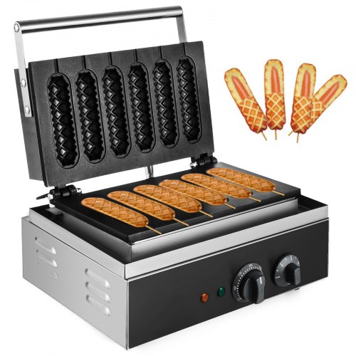 VEVOR Gaufrier électrique 1500W Machine à Gaufre SC-118 Gaufres à hot-dog Cuire 6 gaufres à la fois,