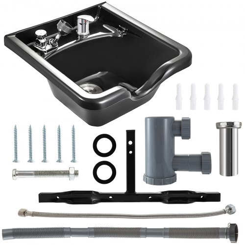VEVOR Bac à Shampoing Noir Professionnel Lavabo à Shampooing Lave-tête pour Salon
