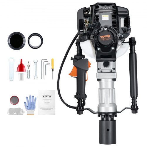 

VEVOR Enfonce-pieux à Essence, 37,7 cc, Pilon de Poteau de Clôture en T à 4 Temps Portable, 1000 W, avec 2 Têtes d'Enfoncement 55/70 mm, pour Clôtures de Fermes, de Ranchs, Améliorations Routières
