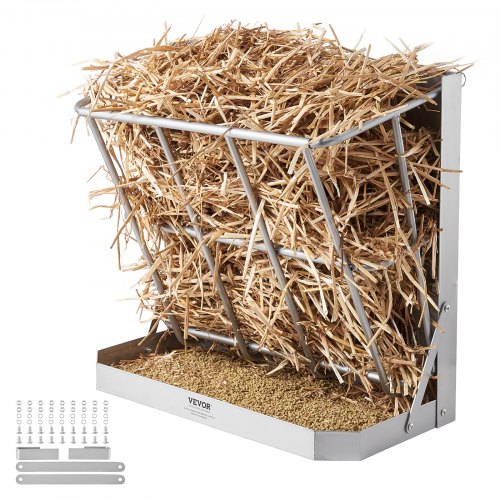 

VEVOR Râtelier à foin pour bétail de 179,5 L, mangeoire à céréales et à foin 2 en 1, mangeoire murale à pâturage en acier robuste à plusieurs côtés avec plateau d'alimentation, pour moutons et chevaux
