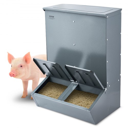 

VEVOR Mangeoire pour porcs, capacité de 134,5 L, mangeoire pour porcelets en acier galvanisé à double porte, distributeur de nourriture polyvalent pour bétail, accessoire de ferme pour nourrir 8 porcs