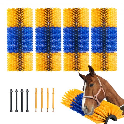 

VEVOR Brosse à Gratter pour Bétail Cheval Anti-démangeaisons 51 x 19 cm, Lot de 4, avec 8 Vis, Griffoir pour Soulager Démangeaisons du Dos, Nettoyage, Toilettage, de Chevaux, de Cochons, de Bovins