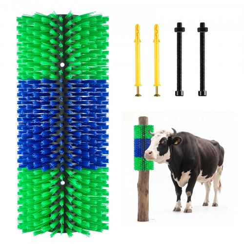 

VEVOR Brosse à Gratter Bétail, 1 Pièce, Grattoir pour Vaches, Chèvres, Chevaux, Bovins, Cochons, Toilettage et Soulager Démangeaisons Dos, 43x19 cm, Installation sur Poteaux, avec 4 Vis, Vert et Bleu
