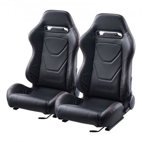

VEVOR Siège de course, lot de 2, cockpit de course réglable avec inclinaison grand angle et mousse haute résilience, avec cuir PVC souple et curseur Q235B, pour voitures de course et karts, noir