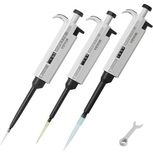 VEVOR Micropipette de Laboratoire 0,5-1000 ?L Pipette Monocanal Réglable Kit de 3 Micropipettes 3 Em