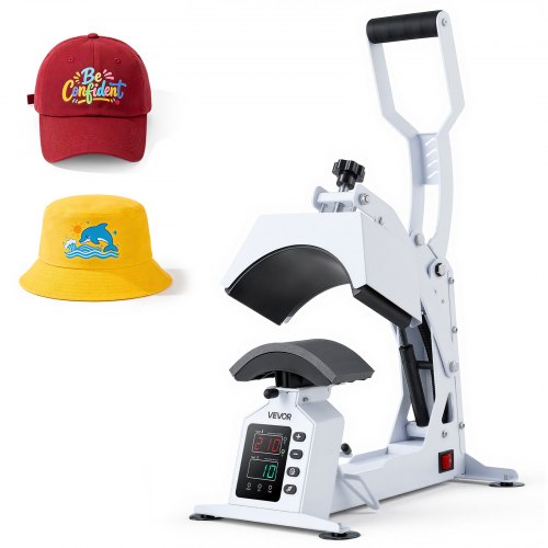 

VEVOR Presse à Chaud Casquette, Presse de Transfert Thermique, Plaque Chauffante de 215x100 mm, pour Projets de Thermocollage, Vinyle et Sublimation, avec Tendeur de Casquette, Contrôle LED, Blanche